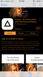 prisma app store listing