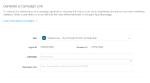 apple app campaign tracking link