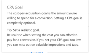 apple search ads target CPA