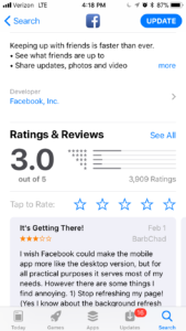 facebook ios app ratings