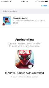 spider man promoted IAP
