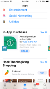 App in the air promoted in-app purchase