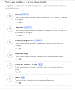facebook engagement custom audience