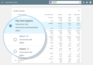 google play organic insights search explore acquisition reports